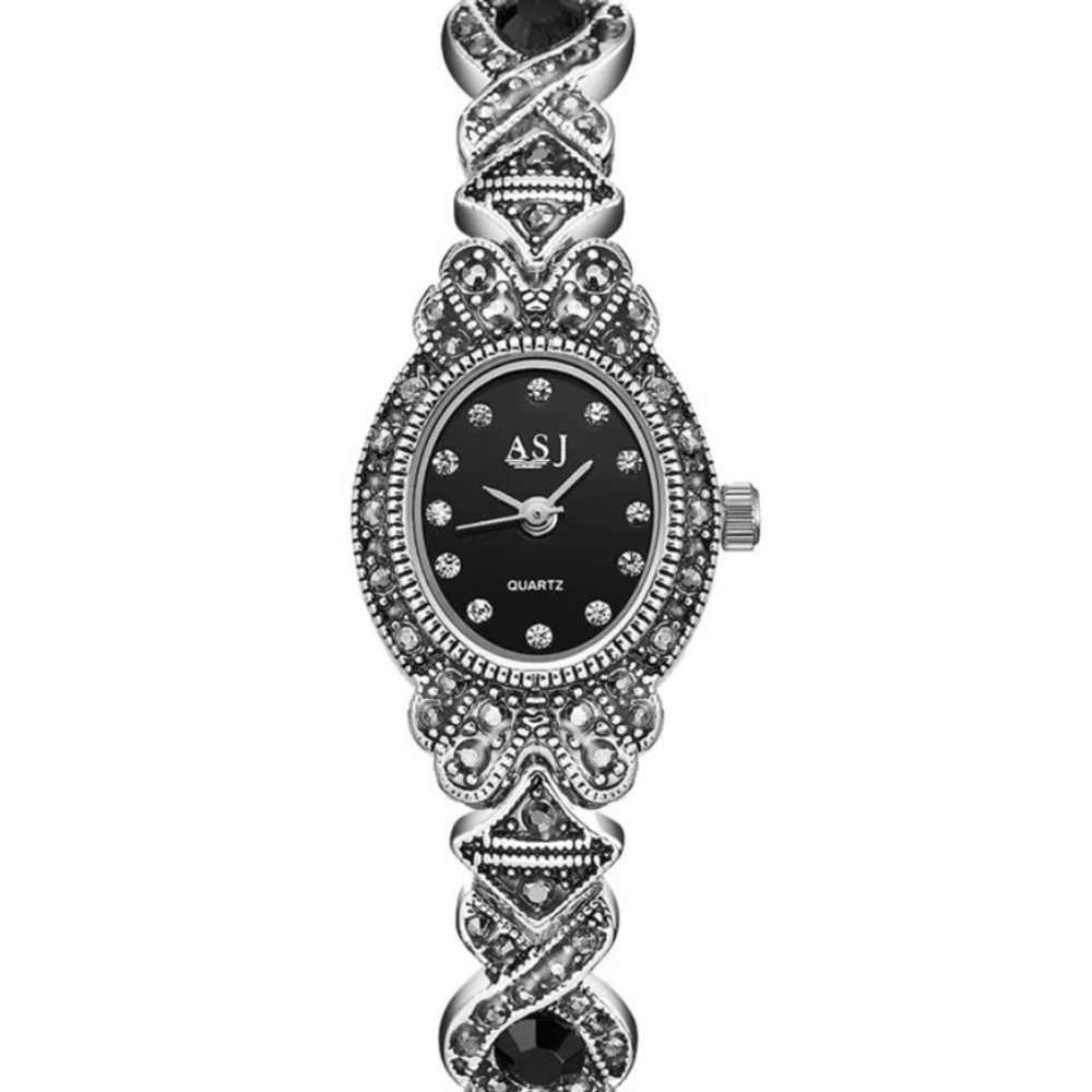 NEW! ASJ Womenβs Rhinestone Decor Oval Pointer Quartz Watch